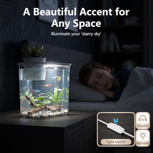 0.8 Gallon Betta Fish Tank Aquarium Starter Kit with Light and Lid(White)