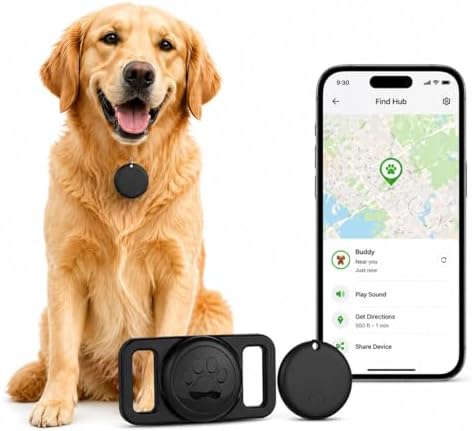 Pet Tracker for Dogs Android Only, GPS Dog Tracker Collar No Subscription – Google Find Hub Compatible Dog Tracker GPS, IP67 Waterproof with Replaceable 1-Year Battery (Network-Dependent)