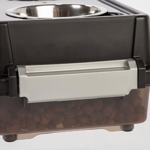 IRIS USA Elevated Dog Bowls 6" H, up to 5 lb Storage, Black, Made in USA
