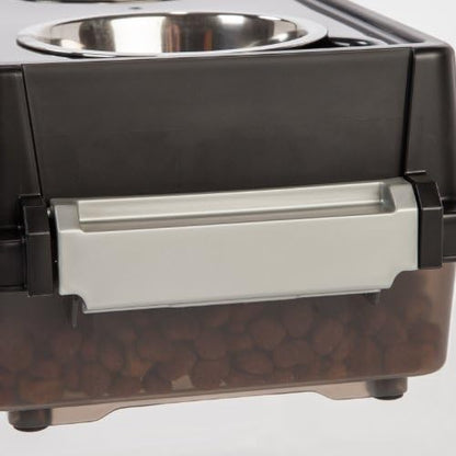 IRIS USA Elevated Dog Bowls 6" H, up to 5 lb Storage, Black, Made in USA