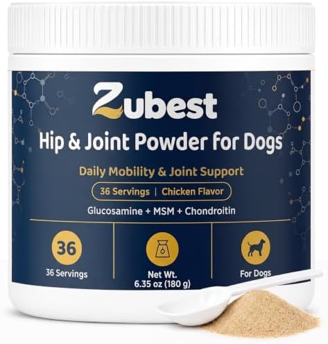 Zubest Hip & Joint Supplement for Dogs, Glucosamine Chondroitin MSM Powder