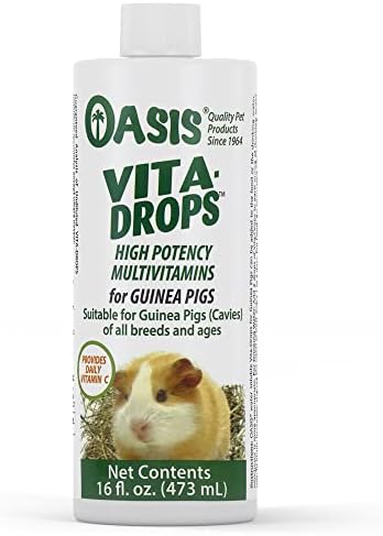 Oasis Guinea Pig Vitamins Vita Drops All-in-1 Multivitamins - Daily Vitamin Supplement Supports Healthy Bones & Teeth, Joints & Digestion, Promotes Healthy Skin Coat, 16-Ounces