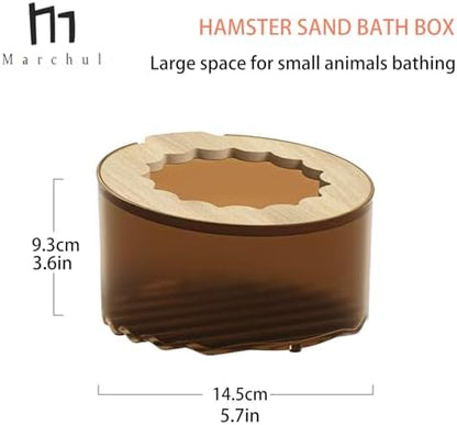 Marchul Hamster Sand Bath Container, Hamster Sand Bath Box with Cleaning Scoop, Brown Hamsters Bathtub Bathroom Toilet, Easy to Clean, Hamsters Litter Box for Gerbil