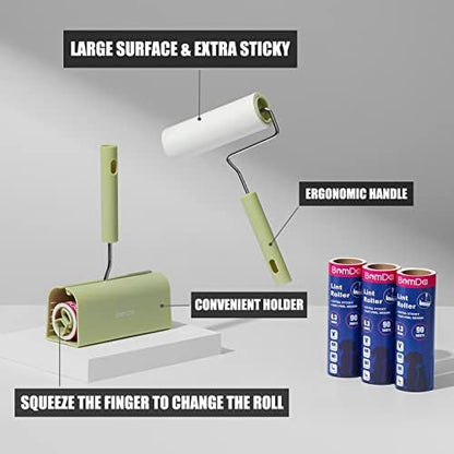 Extra Sticky Large Surface Lint Roller, 6.3''Wide Roller for Pet Hair