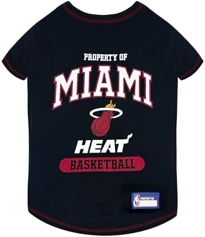 Pets First NBA Licensed Hoodies & T-shirt for Dogs & Cats, Miami Heat, Medium