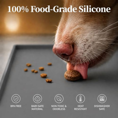 Silicone Dog Food Mat Waterproof Pet Feeding Tray for Small Medium Dogs