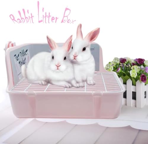 kathson Guinea Pig Litter Box,Bunny Potty Training,Plastic Square Small Animal Toilet,for Hamster Chinchilla Ferret Hedgehog Gerbil (Pink)