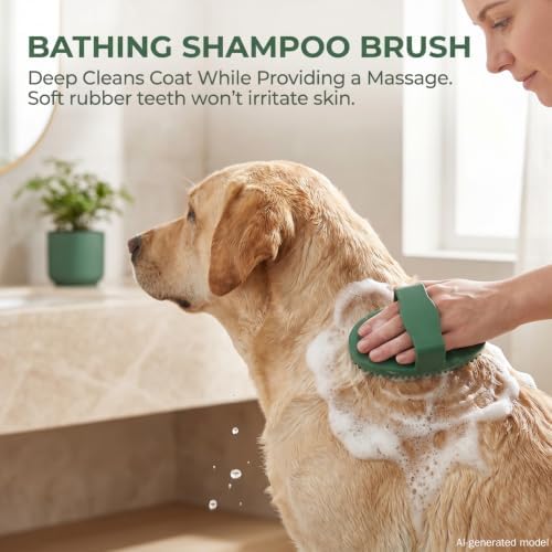 Horse Brush Set, 2 Pack Large Rubber Curry Comb, Horse Grooming Brush & Deshedding Tool for Short Haired Dogs, Flexible Pet Bathing Massage Comb Rubber for Loose Hair & Mud Removal, Green, 5.7"x3.7"