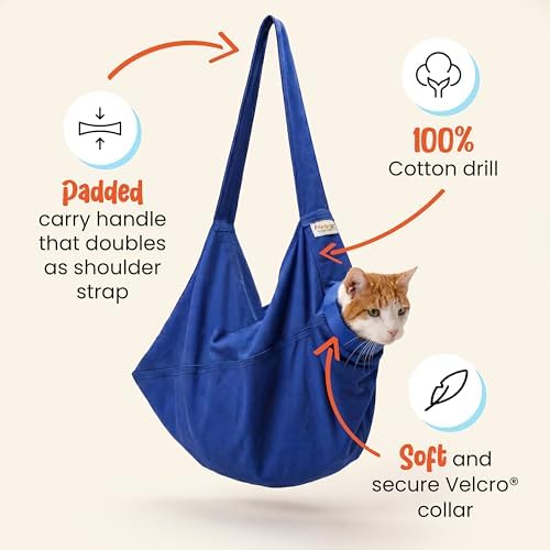 Cat-in-the-Bag Cozy Comfort Carrier - X-Small Cobalt Blue Cat Carrier Soft for Grooming, Vet Visits, Medication Administration, Dental Care, Nail Trimming, and Car Travel