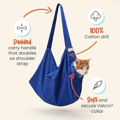 Cat-in-the-Bag Cozy Comfort Carrier - X-Small Cobalt Blue Cat Carrier Soft for Grooming, Vet Visits, Medication Administration, Dental Care, Nail Trimming, and Car Travel