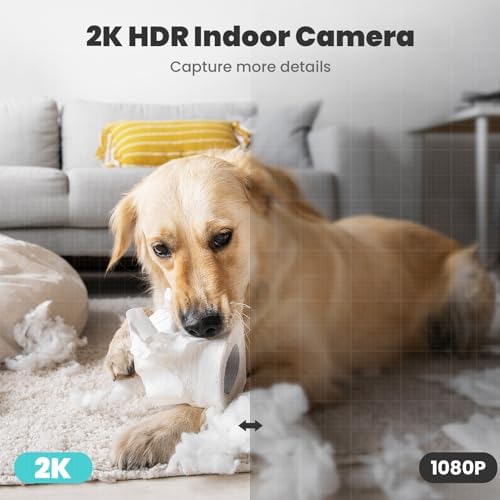 litokam 2K Indoor Security Camera, 360° Cameras for Home Security Indoor with Motion Detection, Pet Cam with Phone App, Baby Monitor-Night Vision