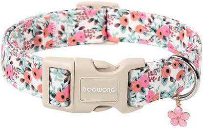 DOGWONG Pink Flower Girl Dog Collar for Small Medium Large Dogs XL