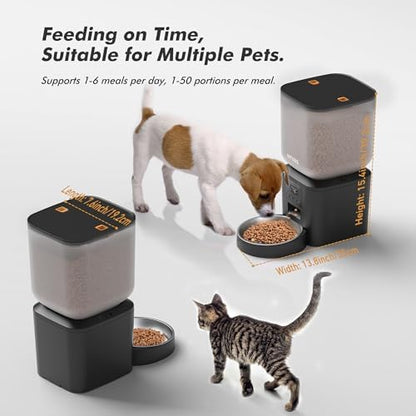 Automatic Dog Feeder - 8L/34 Cups Large Capacity Automatic Cat Food Dispenser with LCD Screen, Large Food Tray, Battery Operated, Timed Cat Feeder, Up to 50 Portions 6 Meals Per Day, Keeps Fresh
