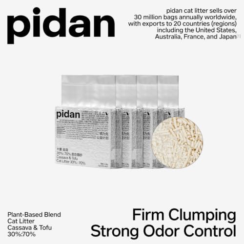 pidan Cassava Cat Litter with Tofu Litter clumping,Odor Control,Plant-Based Natural Ingredients,Ultra Absorbent and Fast Drying,Low Dust,Scented (5.3lb×1bag)