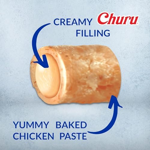 INABA Churu Bites for Cats, Soft Baked Chicken Churu Filled Cat Treats with Green Tea Extract, 0.35 Ounces Each Tube, 12 Tubes Total, 4 Flavor Variety