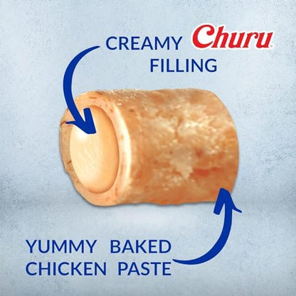 INABA Churu Bites for Cats, Soft Baked Chicken Churu Filled Cat Treats with Green Tea Extract, 0.35 Ounces Each Tube, 12 Tubes Total, 4 Flavor Variety