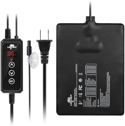 Reptile Heat Pad with Dimming Thermostat, 6" X 8" 8W Heating Pad Combo Set for 10-20 Gallon Reptile Tank, Under Tank Heater for Reptiles, Turtle, Snake, Lizard, Hermit Crab, Frogs, Seed