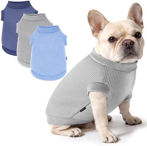 3 Pack Dog Shirt for Small Supplies Functional Waffle Dog Clothes Warm Soft Sweatshirt Outfit for Dogs Cats Pet Apparel