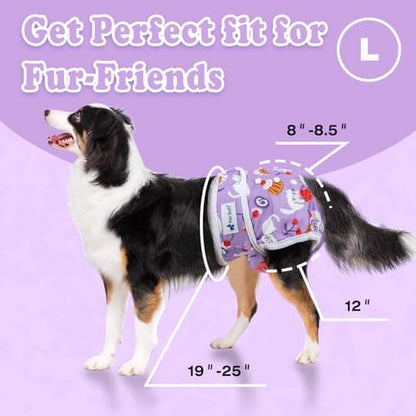 Pet Soft Female Dog Diapers, 3 Pack Washable Dog Diapers Female for Dogs in Heat Reusable Dogs Period Panties, Puppy Diapers (New Animals, L)
