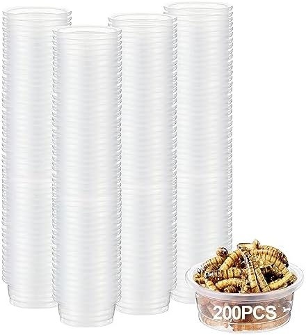 ANCKNE 200 pcs 0.5oz Crested Gecko Food and Water Feeding Cups | Reptile Feeder Bowls | for Lizard and Other Small Pet Ledge Accessories Supplies