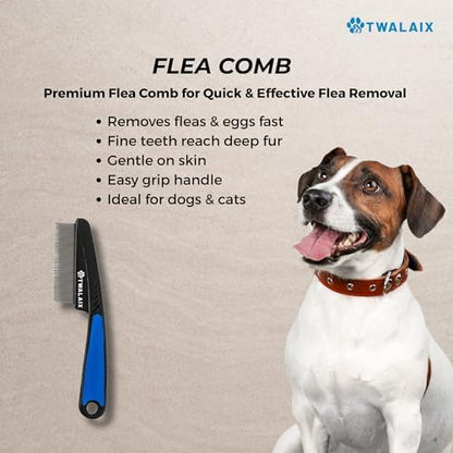 6 in 1 Pet Grooming Kit for Dogs & Cats - Deshedding Brush, Undercoat Rake, Slicker Brush, Nail Clipper, Nail File & Flea Comb for All Coat Types