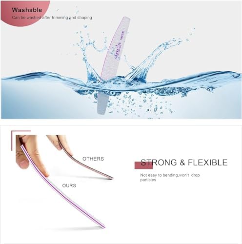 Canvalite Nail Files for Natural Nails 180/240 Grit Emery Board for Nails Styling Tools for Home and Salon Use 10 PCS