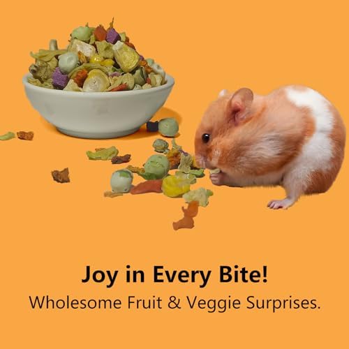 Natural Hamster Food 6oz, Vitamin & Mineral Rich Treats for Hamsters, Gerbils,Guinea Pigs, Chinchillas,Supports Dental Health and Digestion, Fruit & Vegetable Hamster Food