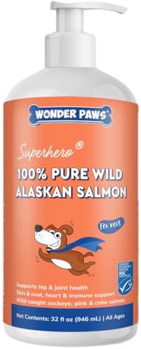 Premium Wild Alaskan Salmon Oil for Dogs – MSC Certified Wild Alaskan Fish Oil for Skin & Coat, Hip & Joints, Allergies & Itchy Skin- Omega 3 Fish Oil for Dogs with Sockeye Salmon Oil (32oz)