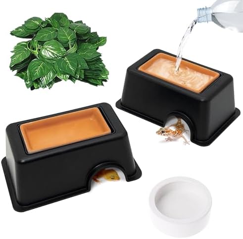 Hamiledyi 4 Pcs Humid Hide for Leopard Gecko Moist Reptile Hide Box Small Snake Humidity Hut with Sink Crested Gecko Tank Accessories for Young Lizard Shedding
