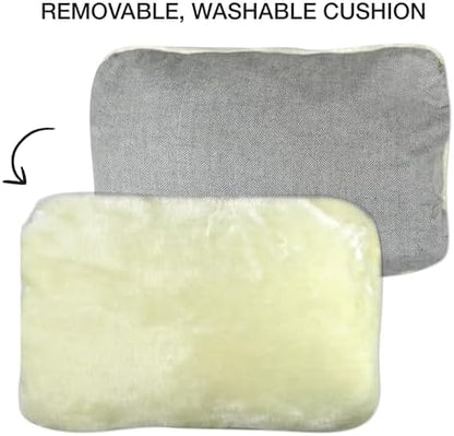 Pet Passion Mello-The Ultra Luxe Bolster Dog Bed with Removable Washable Pillow for All Pet Breeds, Ivory Tweed, Small