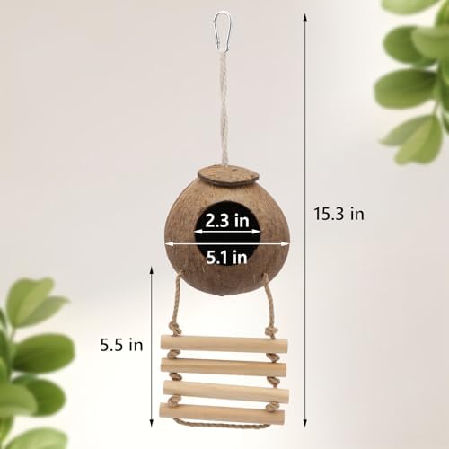 Hypeety Pet Bird Breeding Nest Natural Coconut Bird Hideout Hut for Cage