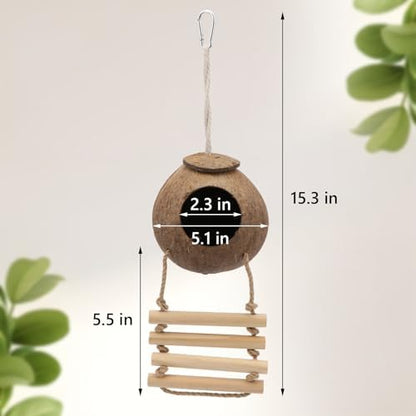 Hypeety Pet Bird Breeding Nest Natural Coconut Bird Hideout Hut for Cage