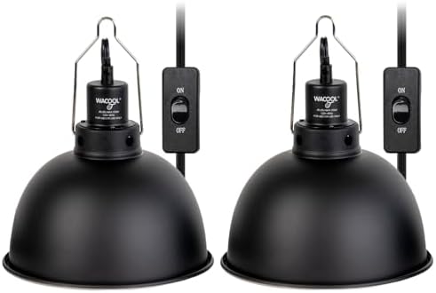 WACOOL TERRA Reptile Light Fixture 2 Pack, 8.5 in Deep Dome Reptile Heat Lamp Fixture, Optical Reflection Terrarium Light Fixture for Reptile UVB UVA Heat Basking Bulbs, Separate Switch & Hook