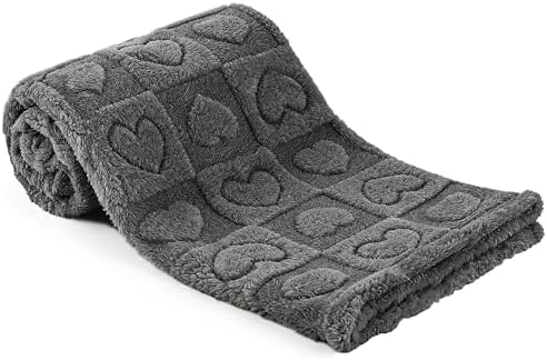 gogobunny Large Pet Blanket for Dogs Cats, Ultra Soft 300GSM Coral Fleece Washable Furniture Protector for Couch Bed Car Seat, Calming Crate Mat Blanket for Large Breeds, Grey, 50x60IN