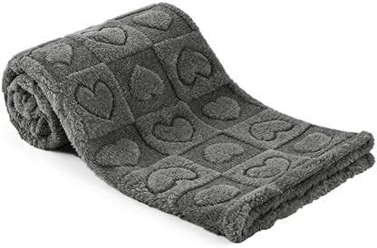 gogobunny Large Pet Blanket for Dogs Cats, Ultra Soft 300GSM Coral Fleece Washable Furniture Protector for Couch Bed Car Seat, Calming Crate Mat Blanket for Large Breeds, Grey, 50x60IN