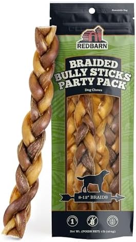 Redbarn 8"-12" Braided Bully Sticks 100% Natural, Long Lasting, 1 lb