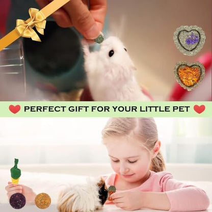 Bunny Toys, 21PCS Rabbit Chew Toys for Teeth, Guinea Pig Natural Treats