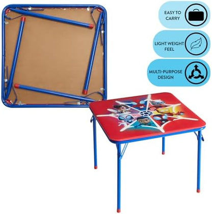 Marvel Spidey and His Amazing Friends Kids Activity Table and Chair Set,3 Piece Set with Square Table & 2 Folding Chairs, Furniture for Ages 3+, Indoor Play & Learning