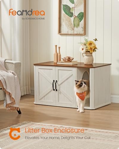 Feandrea Litter Box Enclosure, Modern Cat Litter Box Furniture Hidden