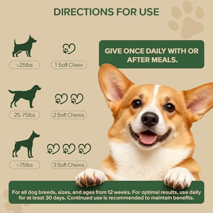 Probiotics for Dogs - Dog Probiotics for Yeast, Itchy Skin and Itchy Ears, Digestive Health, Diarrhea Relief, Gut & Immune Support - with 7 Enzymes, 3 Prebiotics & Omega-3 (Duck 30ct)