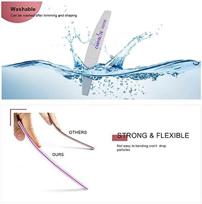 Canvalite 10pcs 100 Grit Nail Files for Acrylic Nails Emery Board Nail Styling Tools for Home and Salon Use