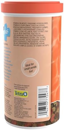 TetraFin Plus Goldfish Flakes 7.06 Ounces, Balanced Diet, with Algae to Promote Health & Pro Fish Food, Tropical Color Crisps with Color Enhancers, Floating Fish Food, 7.41 Ounce