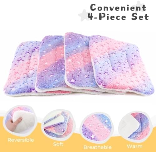 4-Pack Guinea Pig Bed, Fleece Washable Bunny Mat, 14"x10"