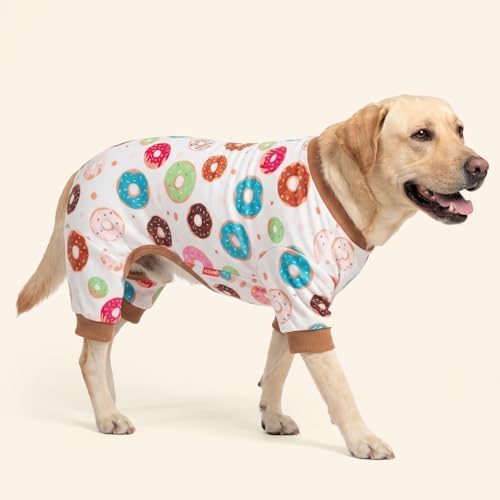 KYEESE Velvet Dog Pajamas for Large Dogs Soft Onesie Shirt, Donut