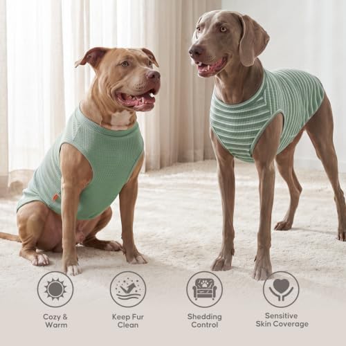 KYEESE 2Pack Waffle Dog Shirt for Large Dogs Striped Dog Sweater Tank Top