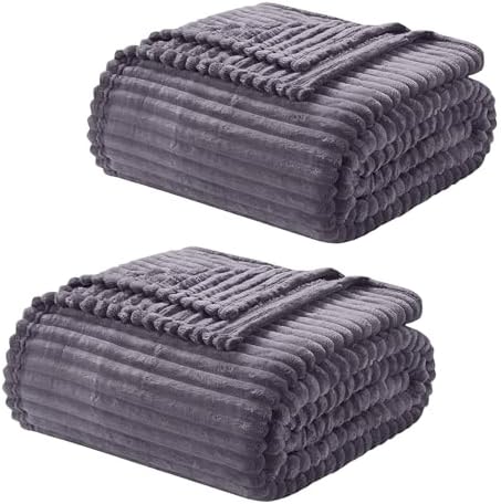 Nestl Purple Throw Blanket for Couch - Cozy Warm Fuzzy Blankets for Women, Set of 2 Small Fleece Throws for Girls - Dusty Purple, 50 x 60 Inches