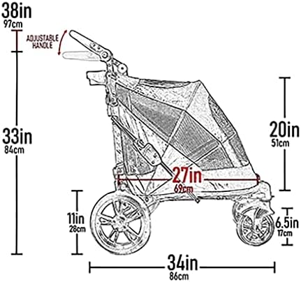 Pet Gear NO-Zip Pet Stroller with Dual Entry, Push Button Zipperless Entry for Single or Multiple Dogs/Cats, Pet Can Easily Walk in/Out, No Need to Lift Pet, Gel-Filled Tires
