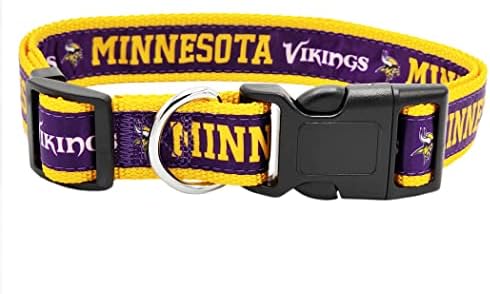 NFL Vikings Dog & Cat Collar - Large, Shiny & Colorful Football Team Collar