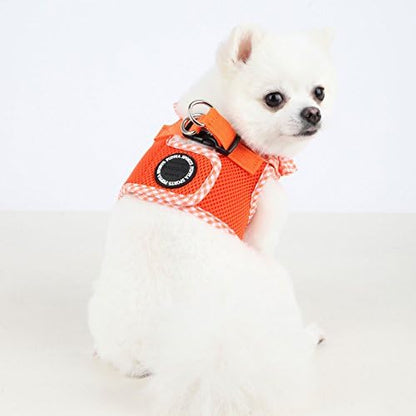 Puppia Vivien Vest Dog Harness Step-in All Season Mesh Cute No Pull No Choke Walking Training for Small Dog, Orange, Medium