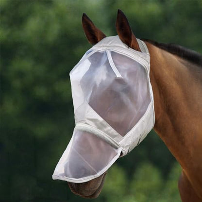 Harrison Howard CareMaster Horse Fly Mask Large Eye Space Full Face No Ears Moonlight Silver Large Full Size